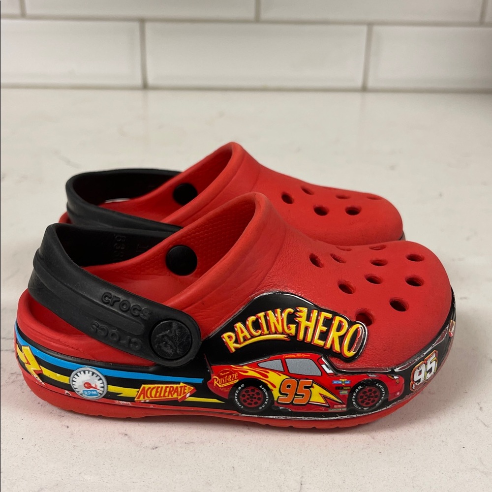 2022 Crocs Disney x Band Clog Toddler 'Fun Lab Cars - Flame' Size 6 - Picture 13 of 17
